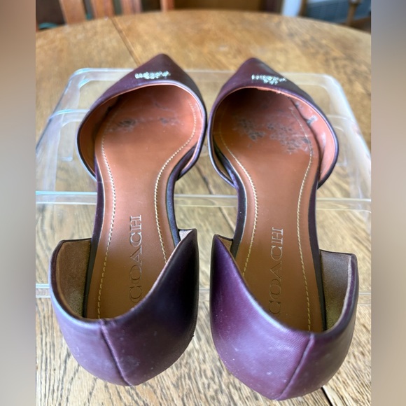 Coach D’Orsay Wine Color Leather Flats Size 8 - Picture 12 of 14